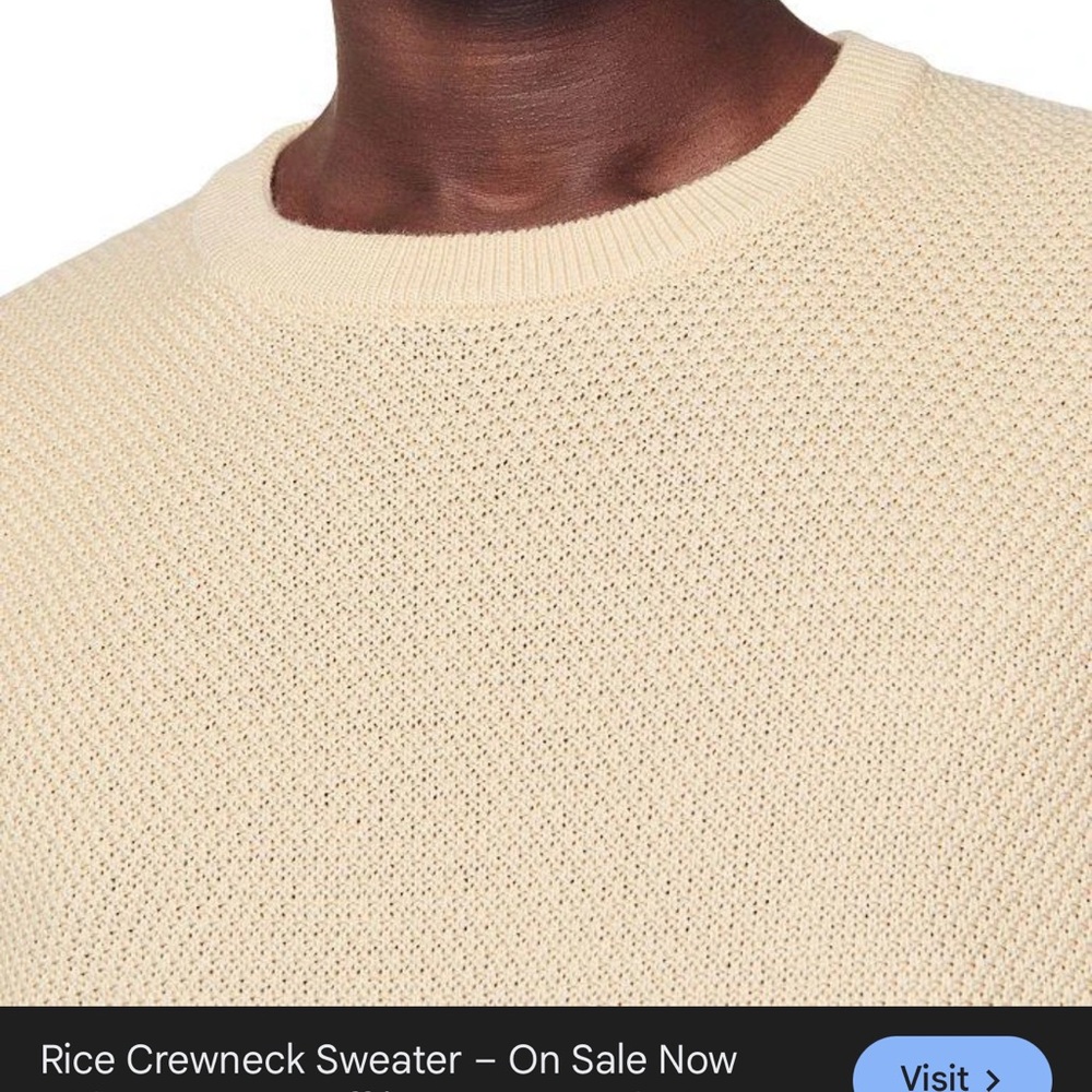 Sandro Men's cream Crewneck wool blend Sweater Pullover Size Small